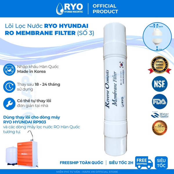 Lõi Lọc Nước RYO HYUNDAI RP 03 RO Membrane Filter - Nhập Khẩu Hàn Quốc