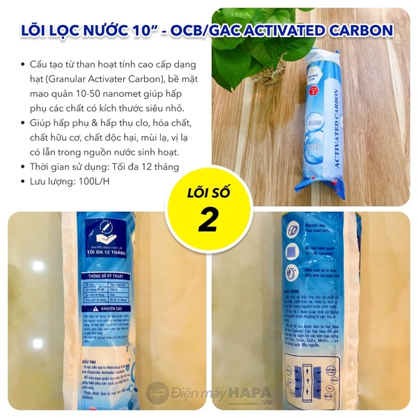 Lõi Lọc Nước Số 2 GAC OCB UDF Filter 10 inch  - Cho Mọi Dòng Máy RO
