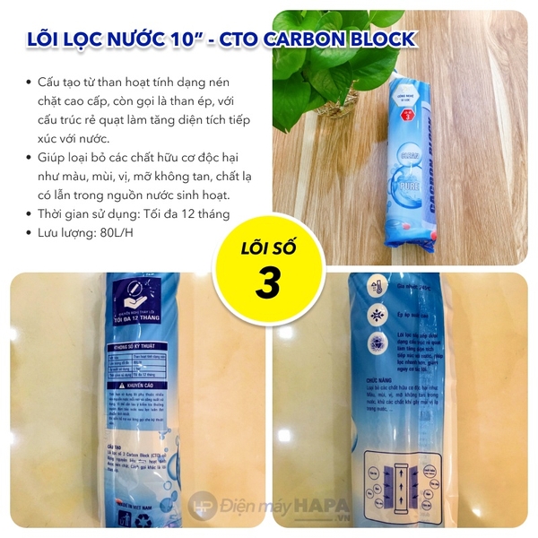 Lõi Lọc Nước Số 3 CTO Carbon Block Filter 10 inch - Cho Mọi Dòng Máy RO