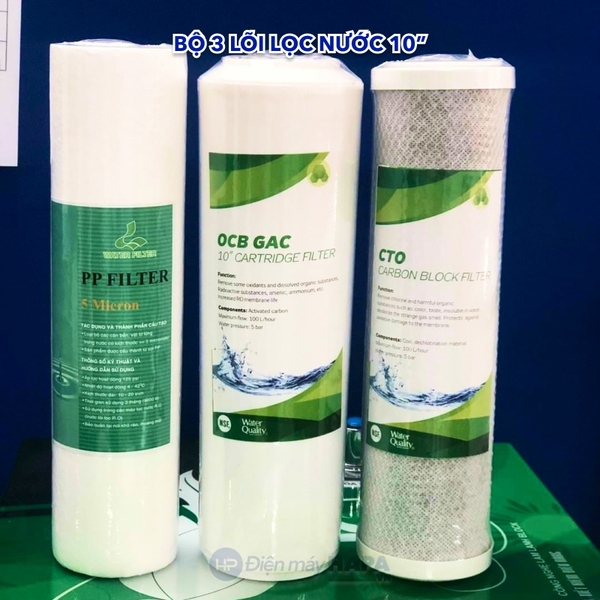 Bộ 3 Lõi Lọc Nước Số 1 2 3 Kích Thước 10" Dùng Cho Mọi Dòng Máy Lọc Nước R.O - Hàng Chất Lượng - 02