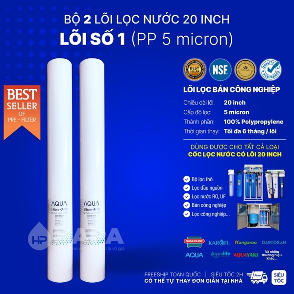 Lõi Lọc Số 1 PP - Lõi Lọc Thô 20 inch - Dùng Cho Mọi Dòng Máy Bán Công Nghiệp