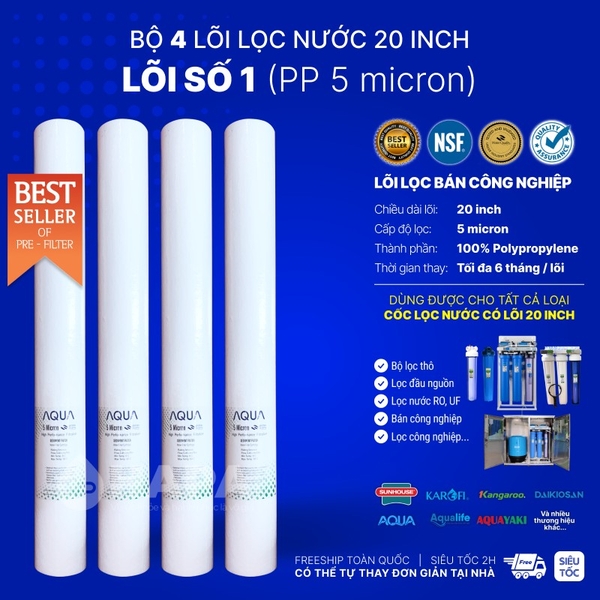Lõi Lọc Số 1 PP - Lõi Lọc Thô 20 inch - Dùng Cho Mọi Dòng Máy Bán Công Nghiệp