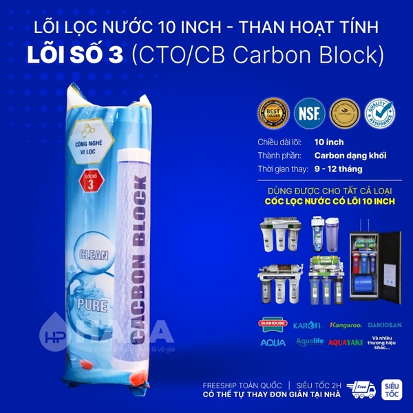 Lõi Lọc Nước Số 1-2-3 10 inch - Dùng Cho Mọi Dòng Máy Lọc Nước