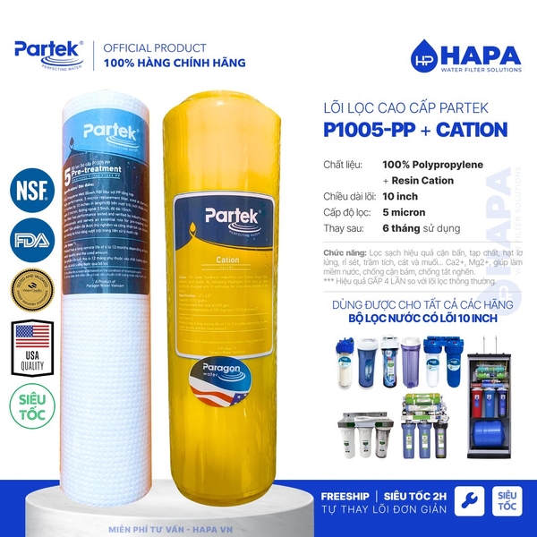 Bộ Lọc Thô 2 Cốc PARTEK P1020-2PRS Series Cao Cấp, Công Nghệ Mỹ - Hàng Chính Hãng