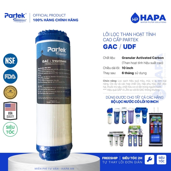 Bộ Lọc Thô PARTEK P1012-PRS 10 inch Cao Cấp USA Quality - Tùy Chọn Lõi Lọc, Hàng Chính Hãng