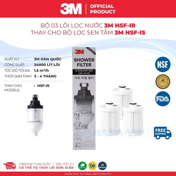 Lõi Lọc Nước 3M HSF-IR Thay Cho Bộ Lọc Vòi Sen Tắm 3M™ HSF-IS - Nhập Khẩu Hàn Quốc