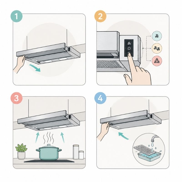 Máy Hút Mùi Âm Tủ Electrolux LFP216S - 280 m³/h