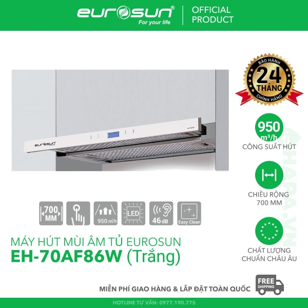 Máy Hút Mùi Âm Tủ EUROSUN EH-70AF86B, EH-70AF86W, Công Suất 950m³/h