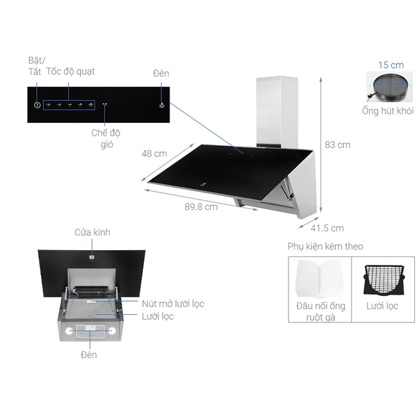 Máy Hút Mùi Khói Electrolux KFVB19K - 760 m³/h