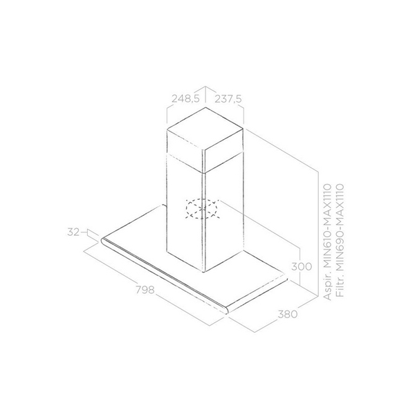 Máy Hút Mùi Áp Tường Elica GALAXY - 645 m³/h