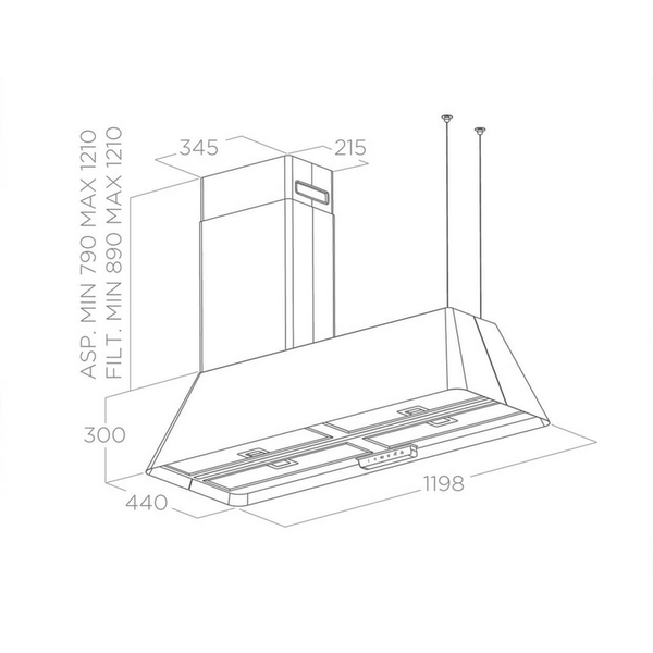 Máy Hút Mùi Khói Elica IKONA MAXXI PURE - 600 m³/h