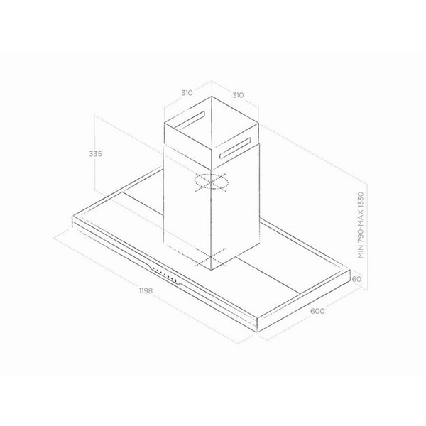 Máy Hút Mùi Đảo ELICA METEORITE ISLAND 300 - 1000 m³/h Treo Độc Lập