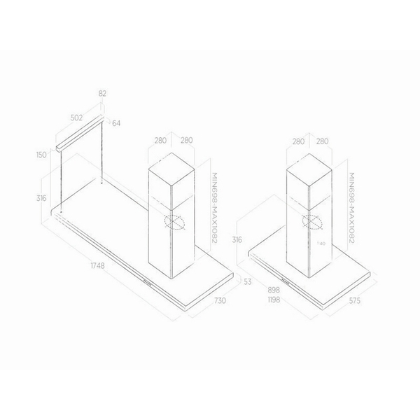 Máy Hút Mùi Khói Elica MOON ISLAND - 350 - 900 m³/h