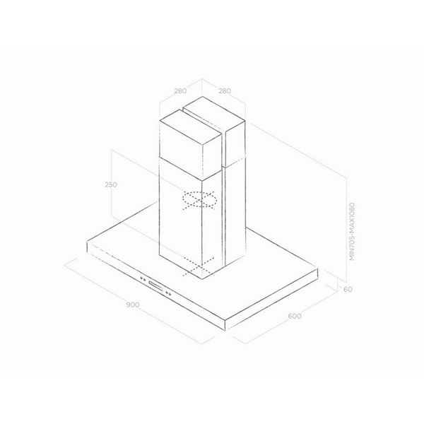 Máy Hút Mùi Đảo Elica SPOT PLUS ISLAND 300 - 900 m³/h Treo Độc Lập