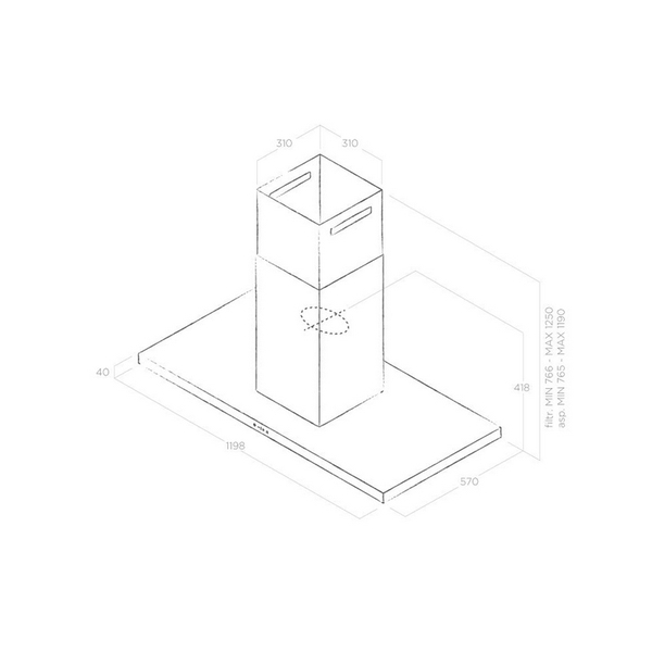Máy Hút Mùi Đảo Elica THIN ISLAND - 710 m³/h Treo Độc Lập