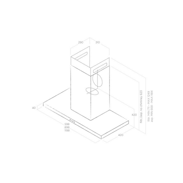 Máy Hút Mùi Khói Áp Tường Elica THIN - 710 m³/h