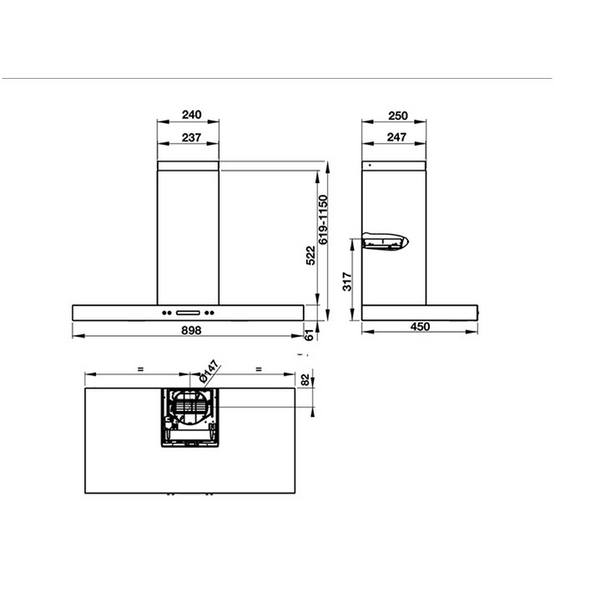 Máy Hút Mùi Gắn Tường Hafele 539.81.175 - 900 m³/h
