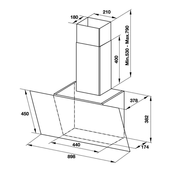 Máy Hút Mùi Hafele HH-WVG90C 533.89.013 - 750 m³/h