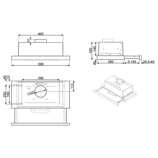 Máy Hút Mùi Âm Tủ SMEG KSET62E 536.84.832 - 304 m³/h
