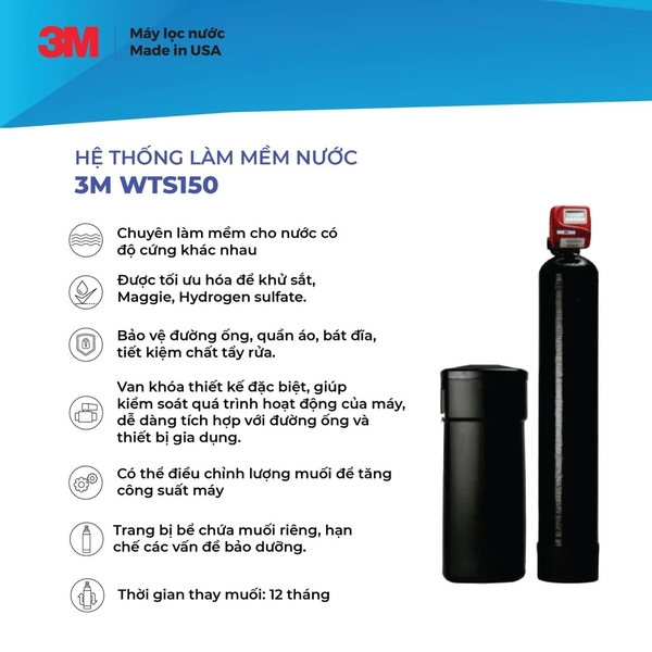 Máy Làm Mềm Nước Mỹ 3M WTS150 - Hàng chính hãng tại Điện máy HAPA