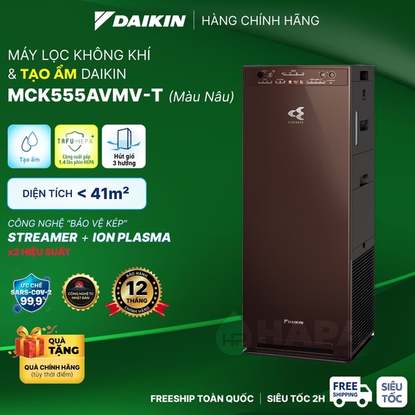 Máy Lọc Không Khí Tạo Ẩm DAIKIN MCK555AVMV-T Diện tích dưới 41m²