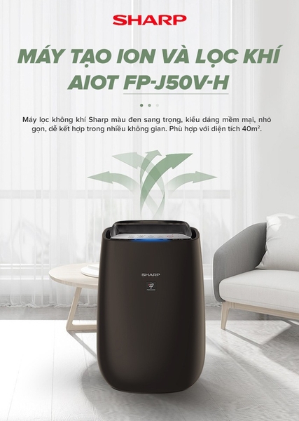 Máy Lọc Không Khí SHARP FP-J50V-H ≤50m², Plasmacluster ion