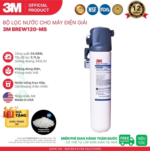 Bộ Tiền Xử Lý Nước 3M Cho Máy Điện Giải iON Kiềm - Nhập khẩu Mỹ