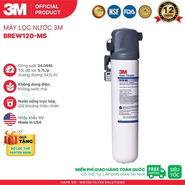 Máy Lọc Nước 3M BREW120-MS Uống Trực Tiếp Từ Vòi - Nhập Khẩu Mỹ