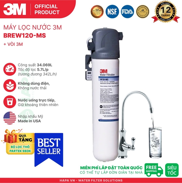 Máy Lọc Nước 3M Uống Trực Tiếp Từ Vòi, Không Dùng Điện - Nhập Khẩu Mỹ