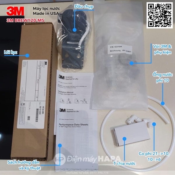 Bộ phụ kiện của Máy Lọc Nước 3M BREW120-MS - Hàng Chính Hãng