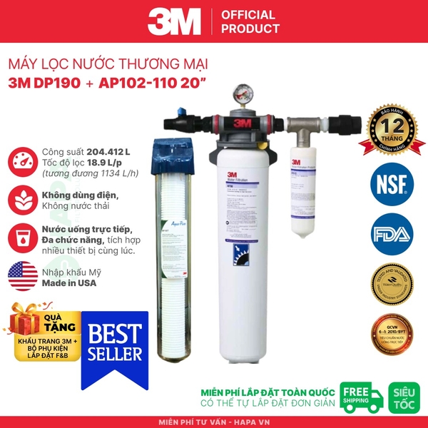 Máy Lọc Nước 3M™ Aqua-Pure™ DP190 Chuyên Dùng Quán Cà Phê, Nhà Hàng - Nhập Khẩu Mỹ