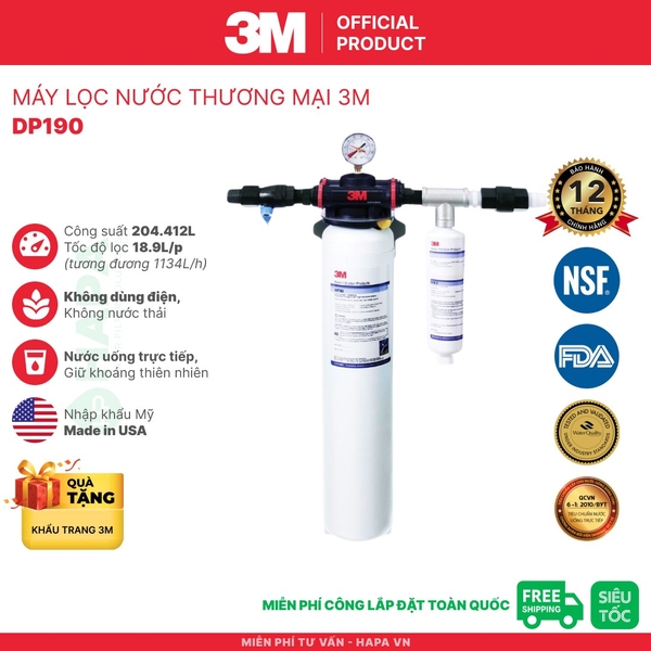 Máy Lọc Nước 3M DP190 Chuyên Dùng Quán Cà Phê, Nhà Hàng - Nhập Khẩu Mỹ, Hàng Chính Hãng 3M™ Aqua-Pure™