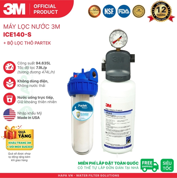 Máy Lọc Nước 3M Cho Máy Làm Đá Trực Tiếp - Nhập khẩu Mỹ