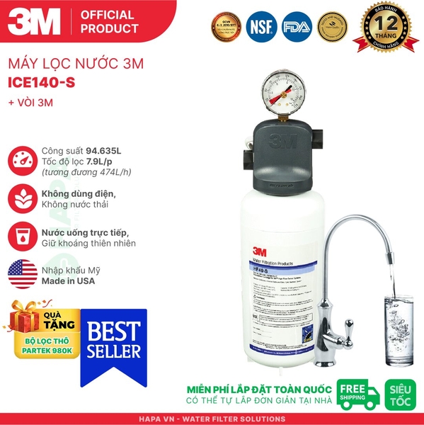 Máy Lọc Nước 3M ICE140-S Nước Uống Trực Tiếp Từ Vòi - Nhập Khẩu Mỹ