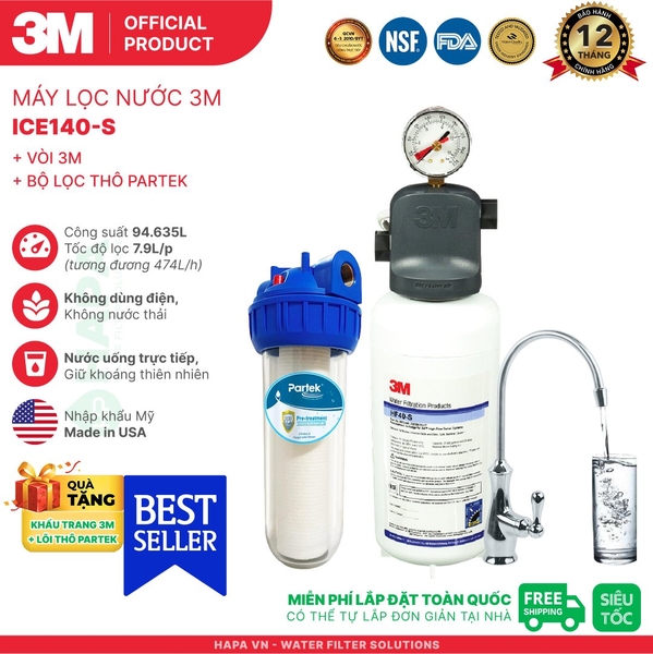 Máy Lọc Nước 3M Uống Trực Tiếp Từ Vòi, Không Dùng Điện - Nhập Khẩu Mỹ