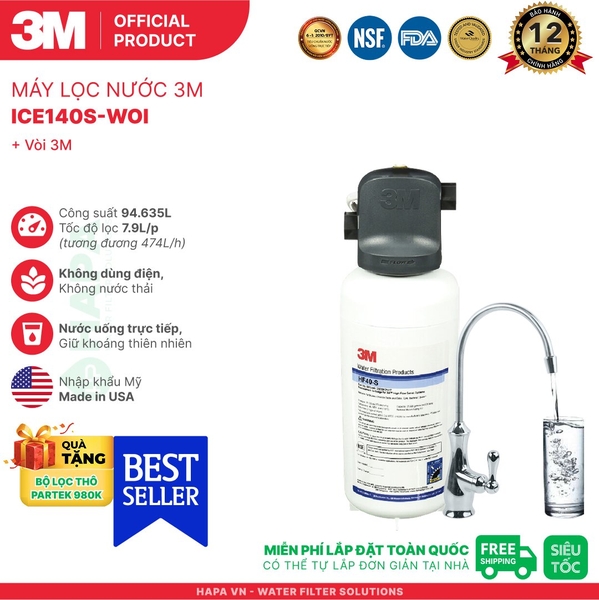 Máy Lọc Nước 3M ICE140S-WOI Uống Trực Tiếp Từ Vòi - Nhập Khẩu Mỹ