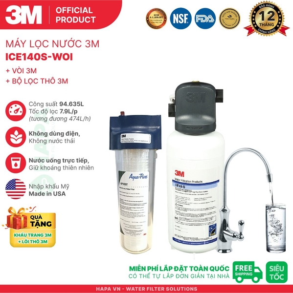 Máy Lọc Nước 3M ICE140S-WOI Uống Trực Tiếp Từ Vòi - Nhập Khẩu Mỹ