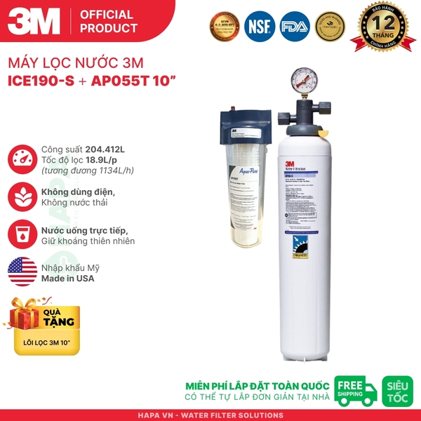 Máy Lọc Nước 3M Cho Máy Làm Đá Trực Tiếp - Nhập khẩu Mỹ