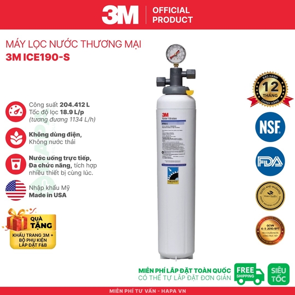 Máy Lọc Nước 3M™ Aqua-Pure™ ICE190-S Chuyên Dùng Cho Quán Cà Phê, Nhà Hàng - Nhập Khẩu Mỹ