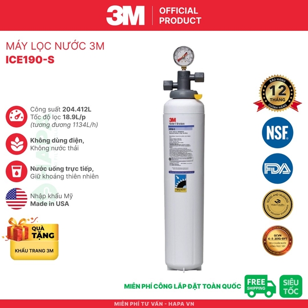 Máy Lọc Nước 3M ICE190-S Chuyên Dùng Cho Quán Cà Phê, Nhà Hàng - Nhập Khẩu Mỹ, Hàng Chính Hãng 3M™ Aqua-Pure™