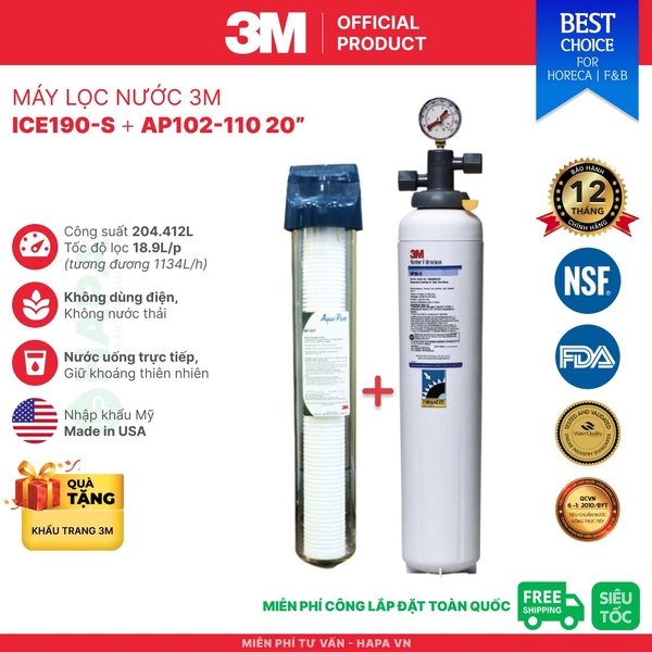 Máy Lọc Nước 3M ICE190-S Chuyên Dùng Cho Quán Cà Phê, Nhà Hàng - Nhập Khẩu Mỹ, Hàng Chính Hãng 3M™ Aqua-Pure™