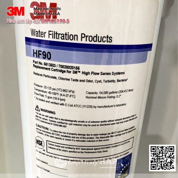Lõi Lọc Nước 3M HF90-S Thay Cho Máy 3M ICE190-S - Nhập Khẩu 3M Mỹ
