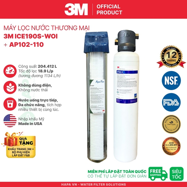 Máy Lọc Nước 3M™ Aqua-Pure™ ICE190S-WOI Chuyên Dùng Cho Quán Cà Phê, Nhà Hàng - Nhập Khẩu Mỹ