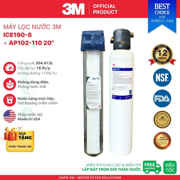 Máy Lọc Nước 3M ICE190S-WOI Chuyên Dùng Cho Quán Cà Phê, Nhà Hàng - Nhập Khẩu Mỹ