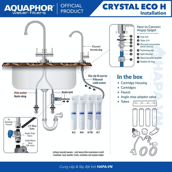 Máy Lọc Nước AQUAPHOR CRYSTAL ECO H Nano Aqualen™ - Nhập Khẩu Châu Âu