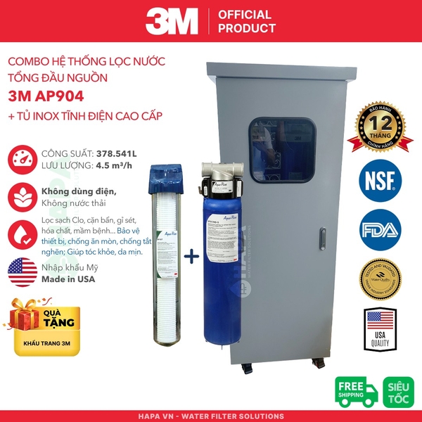 Máy Lọc Nước Tổng Đầu Nguồn Cao Cấp 3M™ Aqua-Pure™ AP904 Kèm Lọc Thô 3M 20" - Nhập Khẩu Mỹ
