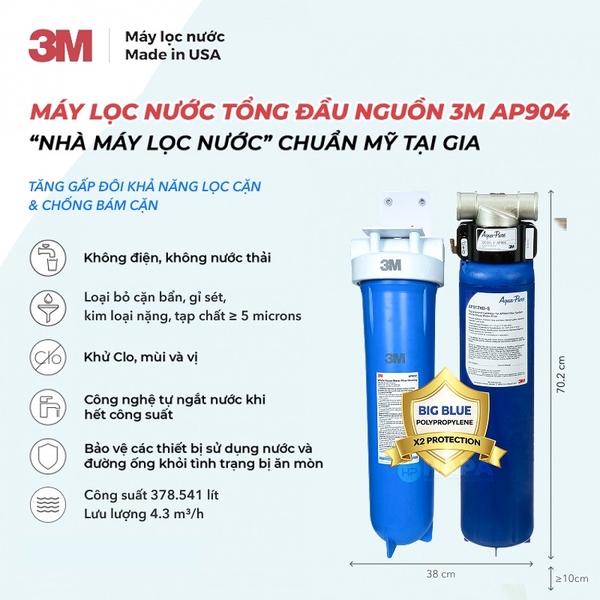 Hệ Thống Lọc Tổng Đầu Nguồn 3M AP904 PLUS Cao Cấp - Nhập Khẩu Mỹ