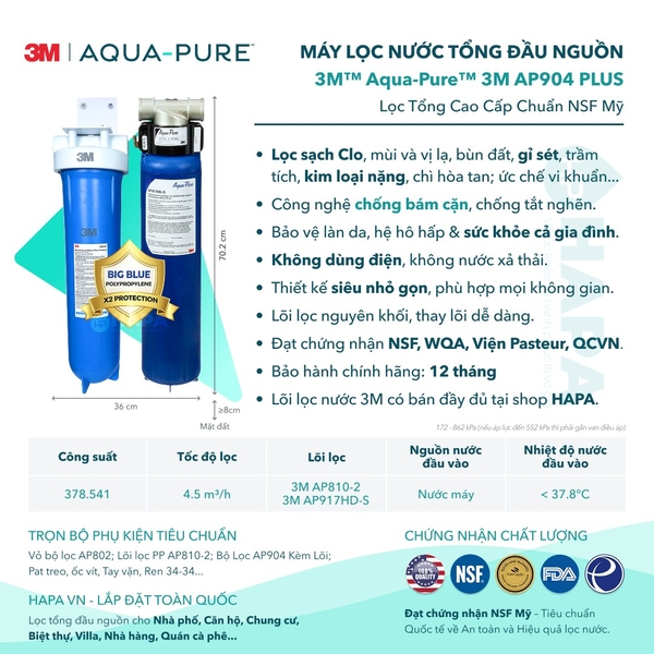 Hệ Thống Lọc Tổng Đầu Nguồn 3M AP904 PLUS Cao Cấp - Nhập Khẩu Mỹ