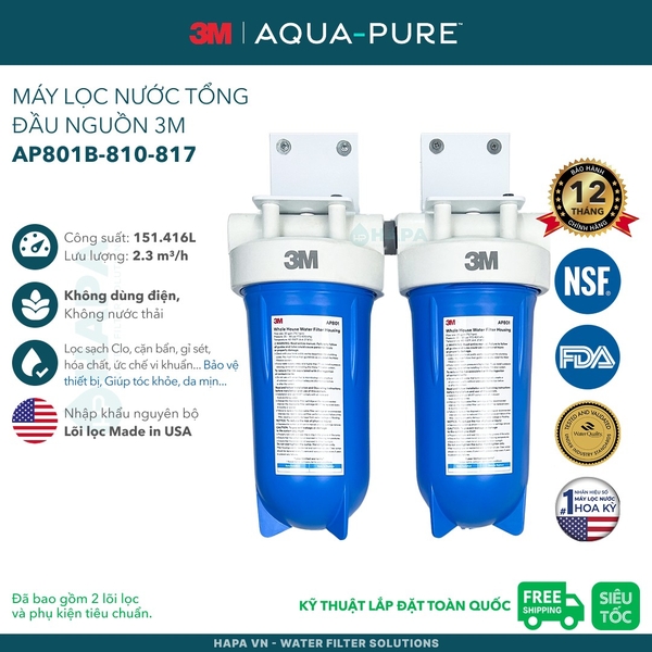 Bộ Lọc Nước Đầu Nguồn Cao Cấp 3M™ Aqua-Pure™ AP801B (10 inch), AP802B (20 inch) Big Blue