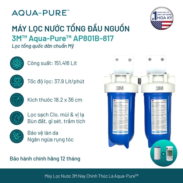 Máy Lọc Nước Đầu Nguồn Cao Cấp 3M™ Aqua-Pure™ AP801B-810-817 10 inch Big Blue